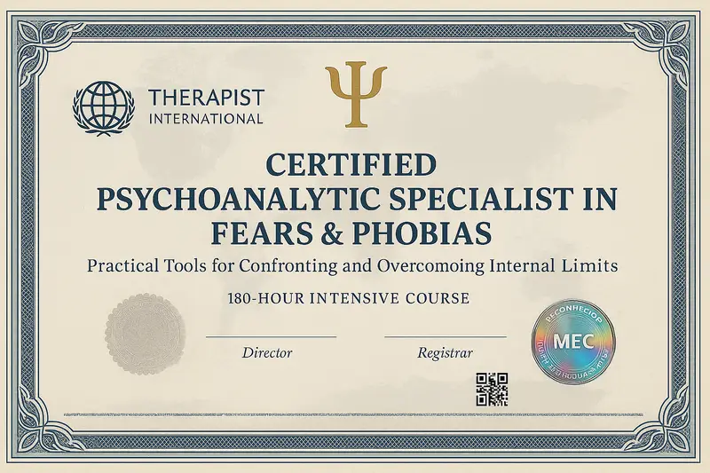 Certificado: Psicanálise e Medos/Fobias