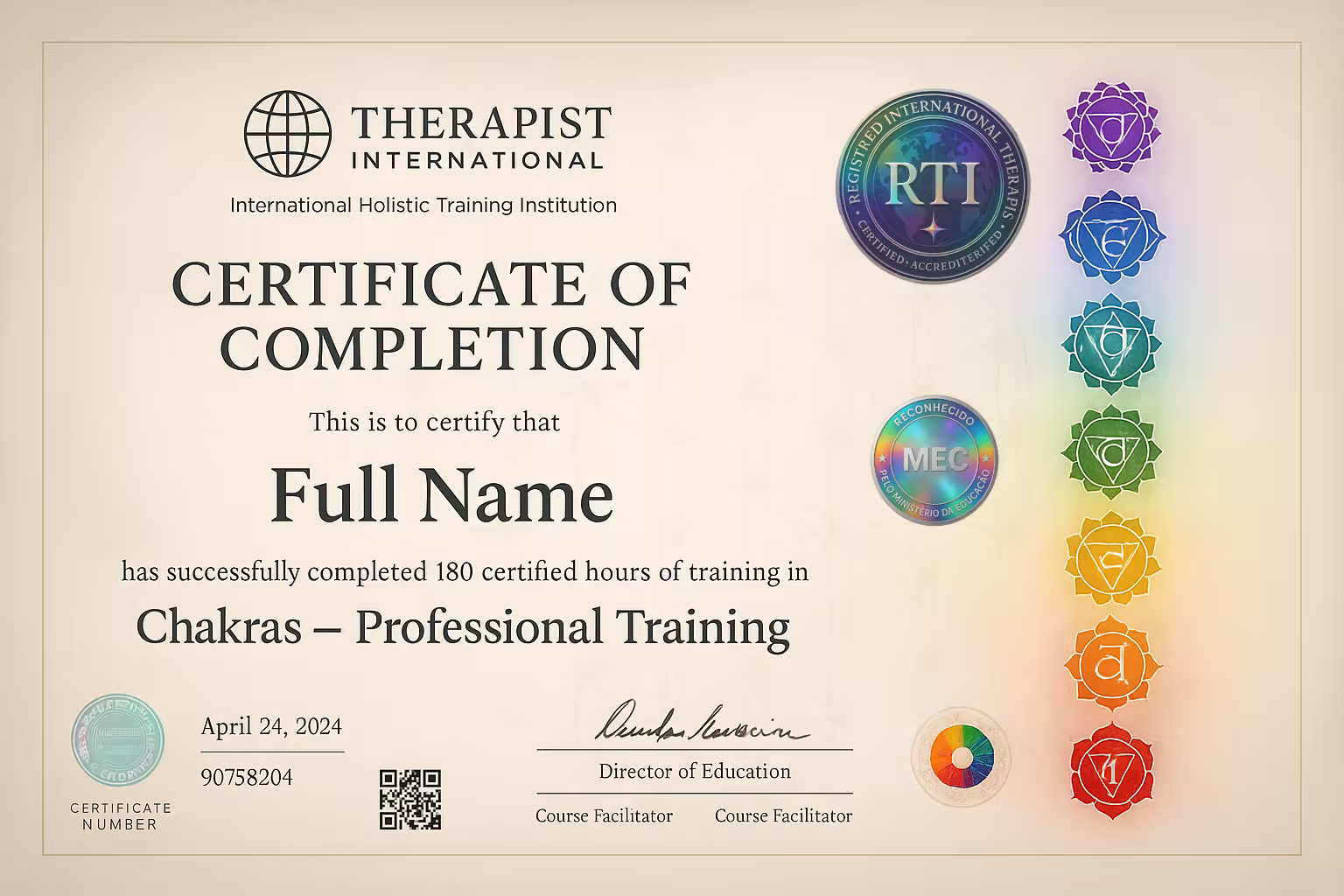 Certificado: Terapia de Chakras