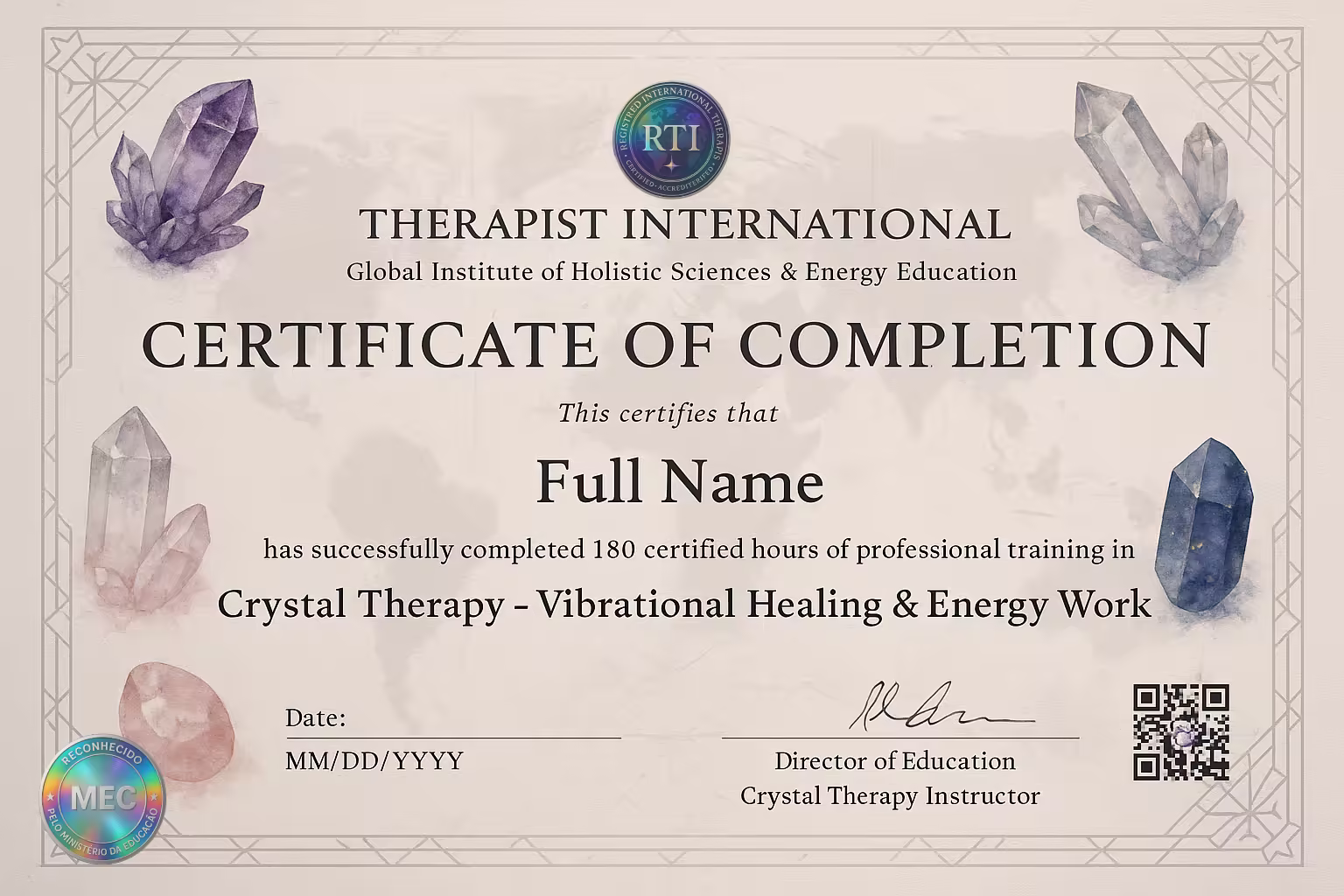 Certificado: Terapia con Cristales