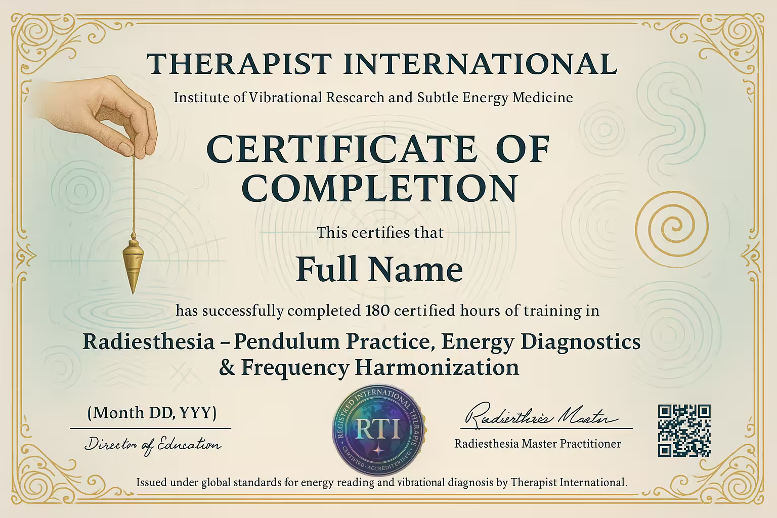 Certificado: Radiestesia
