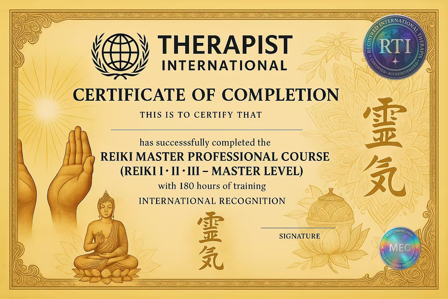 Certificado: Maestro de Reiki